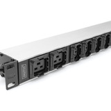 Digitus Steckdosenleiste 19" PDU mit Aluminiumprofil, 10-fach, 8x C13, 2x C19 schwarz/aluminium, 2 Meter Kabel, 1 HE, 1-phasig 16A, Kaltgerätestecker C20