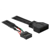 DeLOCK USB 2.0 Adapterkabel, 9 Pin Header Buchse > USB 3.2 Pin Header Stecker schwarz, 30cm