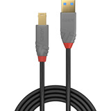 Lindy USB 3.2 Typ A an B Kabel, Anthra Line grau, 5m