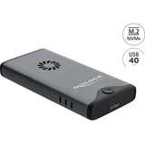 DeLOCK USB-C 40 Gbps für M.2 NVMe PCLe SSD mit Lüfter, Laufwerksgehäuse grau/schwarz, werkzeugfrei