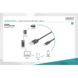 Digitus USB 2.0 Anschlusskabel USB-A (Stecker) > Micro-USB (Stecker) schwarz, 1 Meter