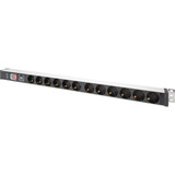 Digitus Steckdosenleiste PDU mit Aluminiumprofil, 12-fach schwarz/aluminium, 2 Meter Kabel, 1 HE, mit Schalter und Überspannungsschutz