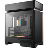 DeepCool CL6600, Tower-Gehäuse schwarz/holz, Tempered Glass