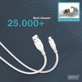 Digitus USB 2.0 Silikon-Anschlusskabel USB-A > USB-C weiß, 2 Meter, PD, Laden mit bis zu 60 Watt