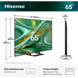 Hisense ULED 65E8S MiniLED, QLED-Fernseher 164 cm (65 Zoll), schwarz/dunkelgrau, UltraHD/4K, Triple Tuner, Subwoofer, 144Hz Panel