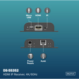 Digitus HDMI IP Receiver, 4K/60Hz, HDMI Verlängerung schwarz
