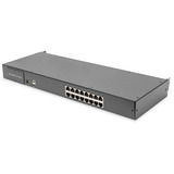 Digitus Modulare HD LCD KVM Konsole mit 17" TFT 16 Port Cat 5, KVM-Switch schwarz, deutsches Tastaturlayout, 16 Port Cat 5 KVM-Switch, Touchpad