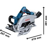 Bosch Akku-Handkreissäge BITURBO GKS 18V-70 L Professional blau/schwarz, 2x Li-Ion Akku ProCORE18V 5,5Ah, in L-BOXX