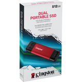 Kingston Dual Portable 512 GB, Externe SSD rot/schwarz, USB-A- und USB-C