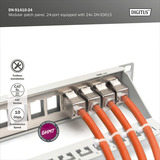 Digitus Modulares Patchpanel, 24-Port, bestückt mit 24x DN-93615 grau, 1 HE, Rack Mount, geschirmt