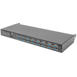 Digitus Modulare HD LCD KVM Konsole mit 19" TFT 16 Port VGA, KVM-Switch schwarz, deutsches Tastaturlayout, 16 Port VGA KVM-Switch, Touchpad