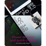 ICY BOX 2-Port USB 20W Steckerladegerät IB-PS1020-PD, USB-A + USB-C schwarz, PD 3.0 20W + QC 3.0 18W