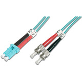 Digitus LWL Patchkabel, Duplex, LC > ST Stecker, Multimode OM3 türkis, 10 Meter