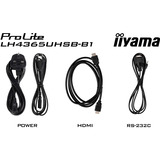 iiyama ProLite LH4365UHSB-B1, Public Display schwarz, UltraHD/4K, IPS, WiFi, Fernbedienung