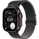 Apple Watch Ultra 3, Smartwatch schwarz, 49 mm, Milanaise Armband schwarz S, Titangehäuse, Cellular
