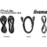 iiyama ProLite T2452MSC-B2, LED-Monitor 60.5 cm (24 Zoll), schwarz (matt), FHD, IPS, Touchscreen, HDMI, USB-Hub, 120Hz Panel