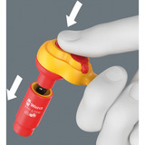 Wera 8007 A VDE Zyklop Knarre, 1/4" rot/gelb, Knarre mit Umschalthebel