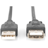 Digitus USB 2.0 Verlängerungskabel, USB-A Stecker > USB-A Buchse schwarz, 1,8 Meter
