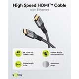 goobay Plus High-Speed-HDMI-Kabel mit Ethernet, 4K @ 60Hz grau, 3 Meter