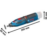Bosch Akku-Rotationswerkzeug GRO 12V-35 Professional, Multifunktions-Werkzeug blau/schwarz, 2x Li-Ionen-Akku 2,0 Ah, L-BOXX