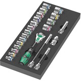 Wera 9721 Schaumstoffeinlage 8000 B Zyklop Knarre 3/8" Set 1, 23‑teilig, Werkzeug-Set schwarz/grau, Knarren- und Stecknuss-Satz, in Schaumstoffeinlage für Werkstattwagen