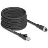 DeLOCK M12 Kabel X-kodiert 8 Pin Buchse > RJ-45 Stecker, Cat.5e S/FTP schwarz, 10 Meter, flexibel