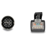 DeLOCK M12 Kabel X-kodiert 8 Pin Buchse > RJ-45 Stecker, Cat.5e S/FTP schwarz, 10 Meter, flexibel