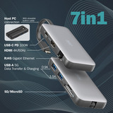 Digitus 7-Port Travel Docking Station, Dockingstation grau/schwarz, USB-C