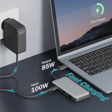 Digitus 7-Port Travel Docking Station, Dockingstation grau/schwarz, USB-C