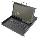 Digitus Modulare HD LCD KVM Konsole mit 17" TFT 16 Port HDMI, KVM-Switch schwarz, deutsches Tastaturlayout, 16 Port HDMI KVM-Switch, Touchpad