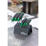 Wiha Stiftschlüssel-Set Sechsrund, mit Quergriff ComfortGrip, Schraubendreher schwarz/rot, 6-teilig mit Seitenabtrieb, mit Werkbankständer