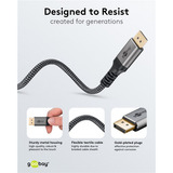 goobay Plus DisplayPort 2.0/2.1 Kabel, 8K @ 144Hz, 54 Gbit/s grau, 2 Meter