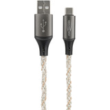 Ansmann USB-A auf USB Typ-C Kabel schwarz/transparent, 1 Meter, mit LED 