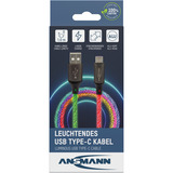Ansmann USB-A auf USB Typ-C Kabel schwarz/transparent, 1 Meter, mit LED 
