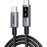 UGREEN Uno USB-C auf USB-C Kabel (100W) schwarz/grau, 3 Meter, PD 100 Watt, mit Display