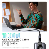 UGREEN Uno USB-C auf USB-C Kabel (100W) schwarz/grau, 3 Meter, PD 100 Watt, mit Display