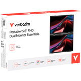 Verbatim Dualer tragbarer Monitor 15,6″ (32403), LED-Monitor 39.6 cm (15.6 Zoll), schwarz, 2x FullHD, IPS, USB-C, Mini-HDMI, Lautsprecher
