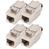 Digitus Keystone-Modul Cat. 8.1, geschirmt, 4 Stück silber, werkzeugfreier Montageanschluss