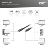 Digitus USB4 Gen 3x2 Kabel, USB-C Stecker > USB-C Stecker, 40Gbit/s schwarz, 1 Meter, PD 3.1, Laden mit 240 Watt
