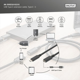 Digitus USB 2.0 Verlängerungskabel, USB-C Stecker > USB-C Buchse schwarz, 1,5 Meter, PD 60 Watt