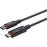 Ansmann USB 2.0 Kabel, USB-C Stecker > USB-C Stecker anthrazit, 2,0 Meter, PD 3.1,  Laden mit bis zu 140 Watt, gesleevt, integriertes LED Display