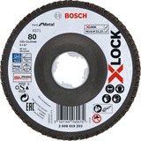 Bosch PRO X571 X-LOCK Fächerschleifscheibe, Ø 125mm, K80 Bohrung 22,23mm, abgewinkelt