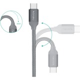 Nevox USB 3.2 Gen 1 Kabel, USB-A Stecker > USB-C Stecker silber, 1 Meter, gesleevt