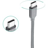 Nevox USB 3.2 Gen 1 Kabel, USB-A Stecker > USB-C Stecker silber, 1 Meter, gesleevt