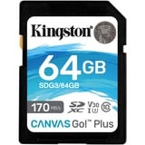 Kingston Canvas Go! Plus 64 GB SDXC, Speicherkarte schwarz, UHS-I U3, Class 10, V30