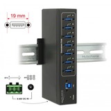 DeLOCK Externer Industrie Hub 7 x USB 3.0 Typ-A, USB-Hub schwarz, mit 15 kV ESD Schutz