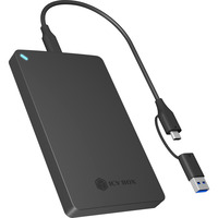 ICY BOX IB-201T-CU31 2.5" SATA HDD/SSD Gehäuse, Laufwerksgehäuse schwarz, mit USB Type-C/Type-A Combokabel
