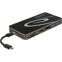 DeLOCK USB Type-C 3.2 Dockingstation schwarz, 4K HDMI + DP, VGA, USB Hub und PD 3.0