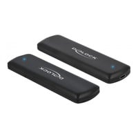 DeLOCK Externes USB Type-C Combo Gehäuse für M.2 NVMe PCIe oder SATA SSD, Laufwerksgehäuse schwarz, werkzeugfrei