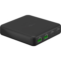 goobay USB-C Multiport-Tischladegerät, PD, GaN, 65 Watt schwarz, 2x USB-C, 2x USB-A, Power Delivery, QuickCharge 3.0